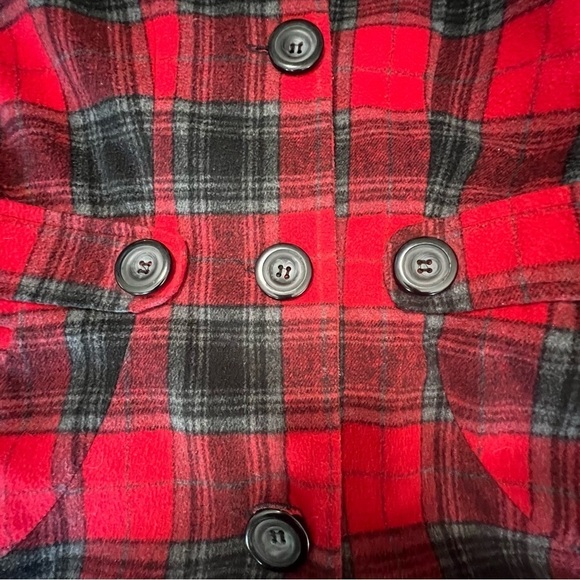 Red Plaid Joujou Lightweight Wool Blend Lined Jacket Womens Size Medium - Picture 7 of 10